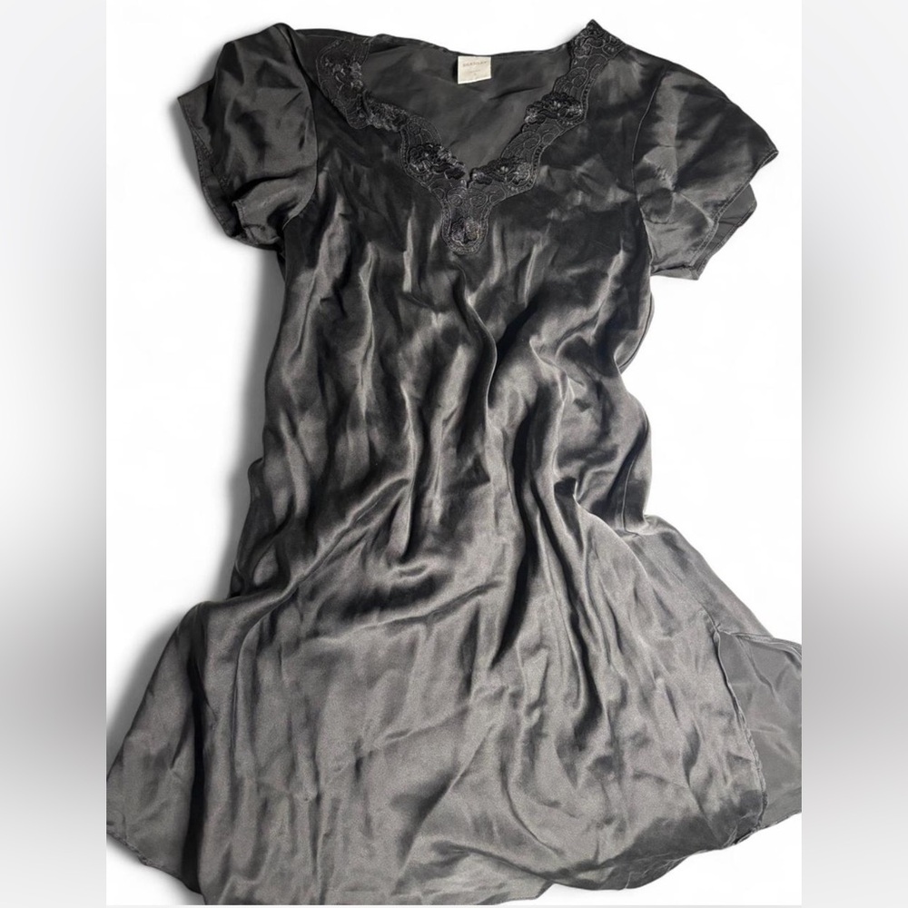 100% silk black slip dress